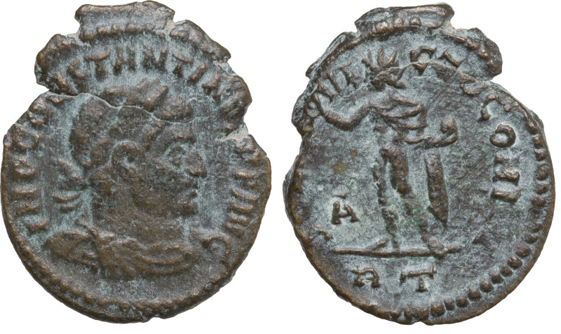 Constantine I (307/310-337). Æ Follis (22mm, 3.60g). Rome, AD 317. Laureate, dra...