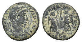 Constantius II (337-361). Æ Follis (14,26 mm, 1,60 g). Aquileia, AD 347-348. RIC 86. About very fine.