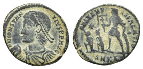 Constantius II (337-361). Æ Follis (21,6 mm, 4,74 g). Cyzicus. RIC 84. About very fine.