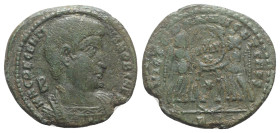 Magnentius (350-353). Æ Centenionalis (24mm, 5.44g, 12h). Rome, 350-1. Bare-headed, draped and cuirassed bust r.; B behind. R/ Two Victories standing ...