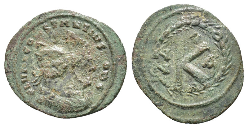 Anastasius I (491-518) to Justinian I (527-565). Æ 20 Nummi overstruck on a Foll...
