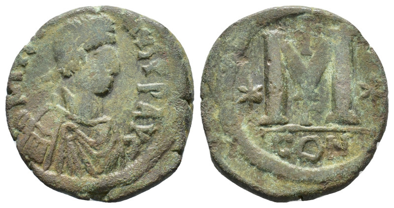 Justinian I (527-565). Æ 40 Nummi (28,41 mm, 15,09 g). Constantinople. Sear 160....