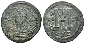Justinian I (527-565). Æ Follis (39,68 mm, 22,44 g). Cyzicus, year 13 (539/40). Sear 207. About very fine.