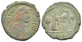Justinian I (527-565). Æ 40 Nummi (30,95 mm, 15,74 g). Antioch, AD 533-537. Sear 216. Good fine.