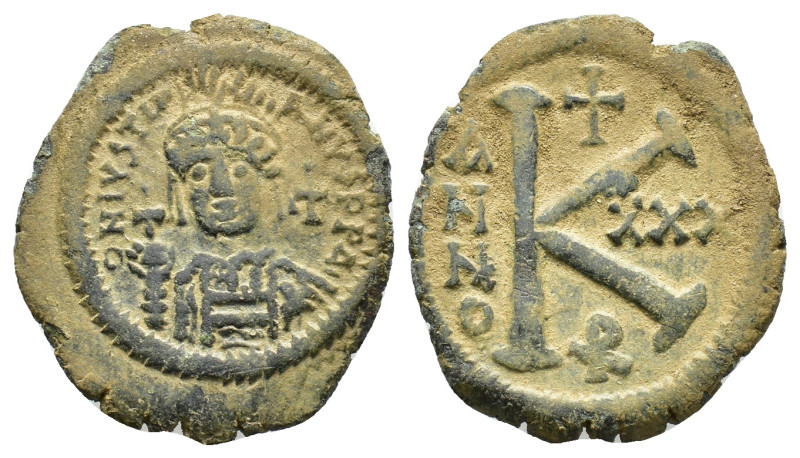 Justinian I (527-565). Æ 20 Nummi (23,46 mm, 7,88 g). Antioch, year 30 (AD 556/7...