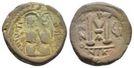 Justin II with Sophia (565-578). Æ 40 Nummi (26,55 mm, 13,61 g). Nicomedia, year 6 (AD 571/2). Sear 369. About very fine.