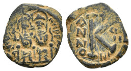 Justin II with Sophia (565-578). Æ 20 Nummi (20,77 mm, 6,51 g). Nicomedia, year 8 (AD 575/76). Sear 370. Good fine.