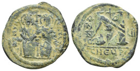 Justin II with Sophia (565-578). Æ 40 Nummi (31,5 mm, 15,63 g). Antioch, year 6 (AD 571/2). Sear 379. About very fine.