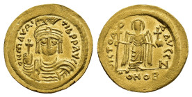 Maurice Tiberius (582-602). AV Solidus (21mm, 4.28g). Constantinople. Sear 478. VF - Good VF