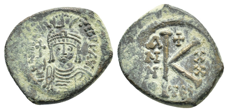 Maurice Tiberius (582-602). Æ 20 Nummi (21,57 mm, 5,71 g). Thessalonica, year 20...