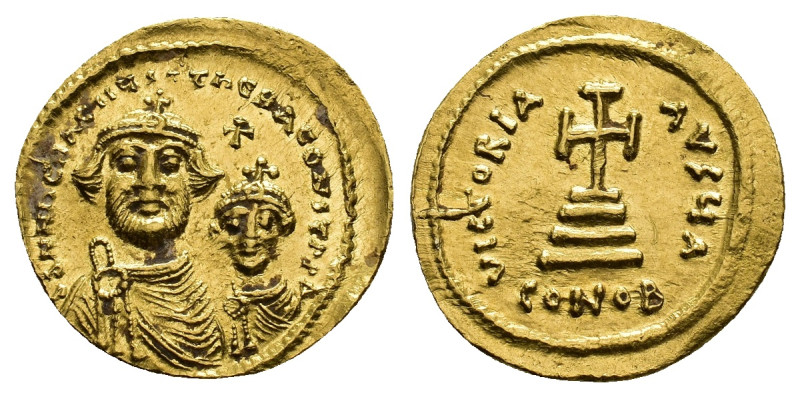 Heraclius, with Heraclius Constantine (610-641). AV Solidus (20.5mm, 4.47g). Con...