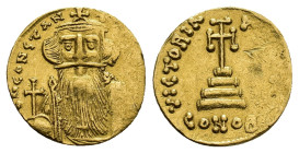 Constans II (641-668). AV Solidus (18mm, 4.30g). Constantinople. Sear 956. Scratches, VF