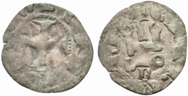 Principality of Achaea, Philippe de Taranto (1307-1313). BI Denier (19mm, 0.69g). Cross pattée. R/ Château tournois. Cf. Metcalf, Crusades 979-982. Go...