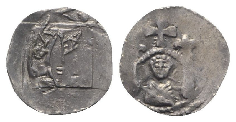 Austria, Salzburg. Eberhard II (1200-1246). AR Freisacher Pfennig (16mm, 0.79g)....