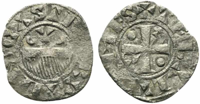 France, Provins. Thibaut II (1125-1152). BI Denier (20mm, 0.82g, 2h). Cross patt...