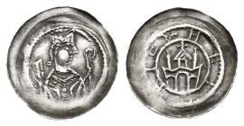 Germany, Straßburg (Bischöfliche Münzstätte). Heinrich I von Hasenburg (1181-1190). AR Pfennig (16mm, 0.61g). EuL. 161. VF