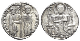 Italy, Venezia. Giovanni Dandolo (1280-1289). AR Grosso (21mm, 2.13g, 6h). Doge and S. Marco standing facing, holding banner between them. R/ Christ, ...