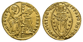 Italy, Venezia, Andrea Contarini (1368-1382). AV Ducato (19mm, 3.54g). Paolucci 1. EF
