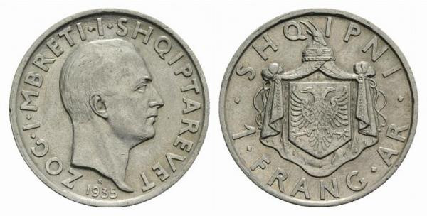 Albania. Amet Zogu (1926-1939). Franco 1935. Mont. 60. Near EF
