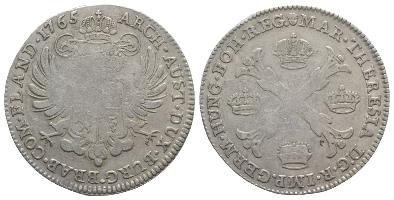 Austria, Maria Theresia (1740-1780). AR Kronentaler 1765, Bruxelles (41mm, 29.38...