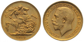 AUSTRALIA. Sovereign 1914 S, George V, gold, UNC-