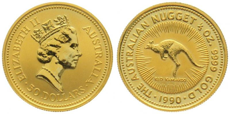 AUSTRALIA. 50 Dollars 1990, Nugget (Kangaroo), 1/2 oz fine gold, UNC

Gold 15....