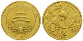 CHINA. 50 Yuan 1992, Panda, 1/2 oz fine gold, UNC