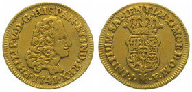 SPAIN. Escudo 1741 JF, Madrid mint, Philip V, gold, VF+