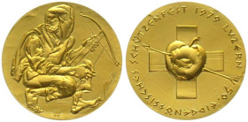 HANS ERNI. Gold medal, Shooting Festival Luzern 1979, gold, 33mm, UNC