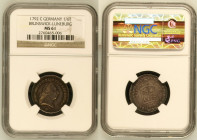 HANNOVER. 1/6 Thaler 1792 C, GEORGE III of ENGLAND, silver, NGC MS 61
