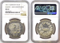 SAXONY. Thaler 1831 S, New Constitution, ANTON & FRIEDRICH AUGUST, silver, NGC MS 62