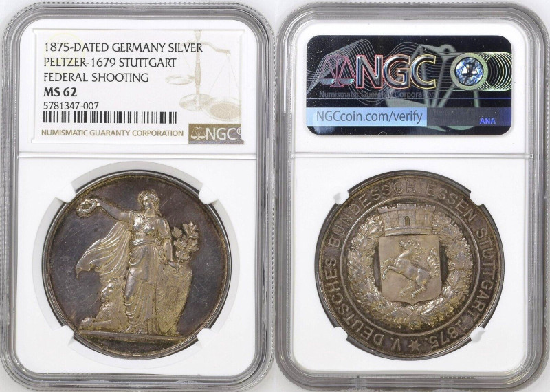 GERMANY. STUTTGART 1875, 5TH GERMAN FEDERAL SHOOTING FESTIVAL, Medal, silver, 41...