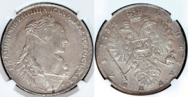 RUSSIA. Rouble 1734 Moscow Kadashevsky mint, ANNA, silver, NGC AU 50