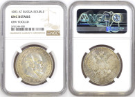 RUSSIA. Rouble 1893 AT, ALEXANDER III, silver, NGC UNC Details