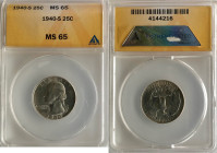 US. Washington Quarter 1/4 Dollar 1940 S, silver, MS 65
