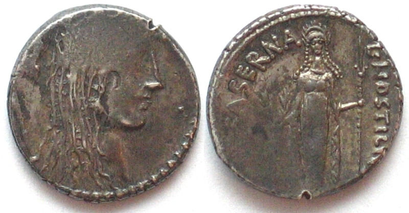 ROMAN REPUBLIC. Denarius 48 BC, L. Hostilius Saserna, AU!

Bare head Gallic wo...