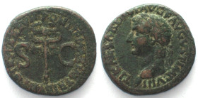 TIBERIUS. AE As 34-35 AD, Caduceus between S-C
