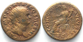 TITUS. AE Dupondius 73 AD, CONCORDIA AVGVSTI under VESPASIAN, VF/VF+