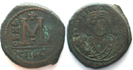 MAURICIUS TIBERIUS. AE Follis, 30mm, Theupolis mint, ANNO X = 591, VF