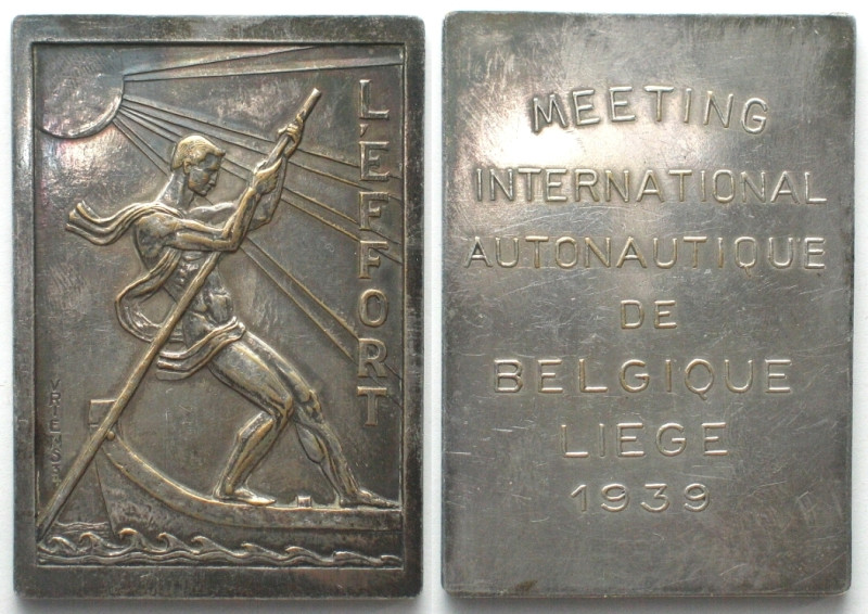 LIEGE. 1939 INTERNATIONAL YACHT RALLY, Plaque by Antoine Vriens, 72x51mm, AU

...