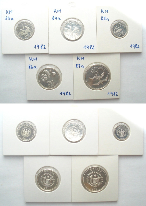 BELIZE. 1982 silver Proof 1 Cent, 5, 10, 25, 50 Cents, RARE!

KM # 83a,84a,85a...