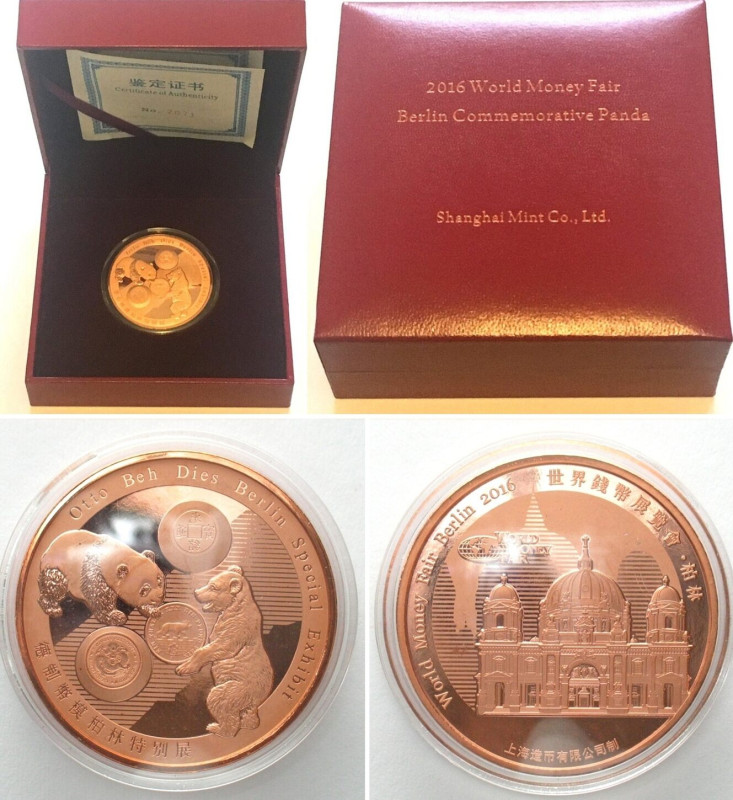 CHINA. 2016 WORLD MONEY FAIR BERLIN, Official Panda, copper, Proof

Mintage: 2...