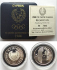 CYPRUS. 50 Cents 1988, OLYMPICS SEOUL, silver, Proof, RARE!