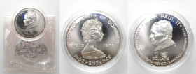 DOMINICA. 10 Dollars 1979, John Paul II, Papal Visit & 1st Independence Anniversary, silver, Proof