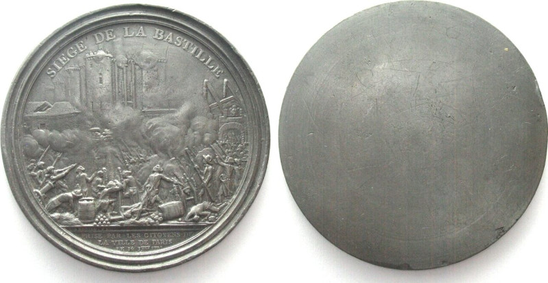 SIEGE OF THE BASTILLE 1789, pewter medal by Andrieu, 82mm, AU

Weight / poids:...
