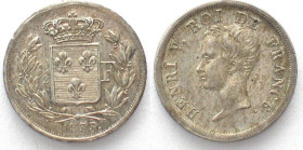 FRANCE. 1/2 Franc 1833, Pretender HENRI V, silver, AU, SCARCE!