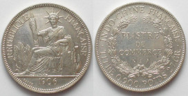 FRENCH INDO-CHINA. Piastre 1906 A, silver, AU!