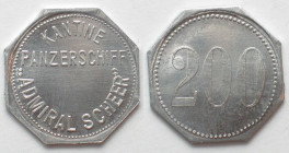 PANZERSCHIFF ADMIRAL SCHEER. Kantine. 200 Pfennig o.J.(1934-1945), Alu, Erhaltung!