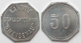 SCHLACHTSCHIFF GNEISENAU. Kantine. 50 Pfennig o.J.(1938-1942), Alu, Erhaltung!