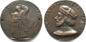 PADUA. Medal ND, 1519-29, GIULIO DELLA TORRE (1480-1531) Self-portrait, bronze, 64mm, RRR! XF